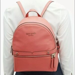 Kate Spade Day Pack Medium Backpack Pebble Leather Peach Melba New